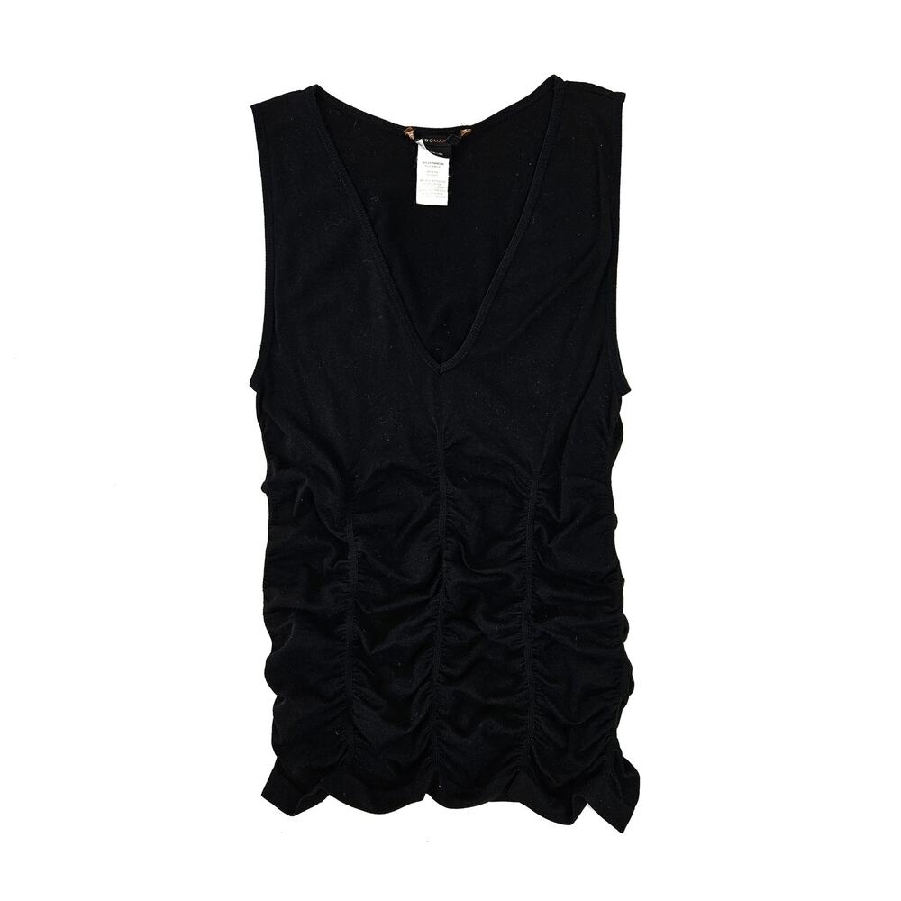 Y2k BCBGMaxazria Ruched Tank Stretch Black Subversive- One Size